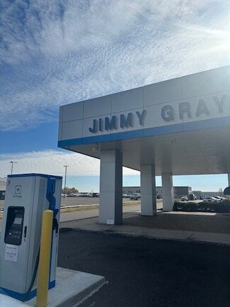 Wide shot of an InCharge electric vehicle charging station